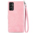 thumbnail image 5 of Cowithday for Samsung S23 FE 5G Wallet Case for Men Women, Galaxy S23 FE 5G Cover, Embossed PU Leather Magnet Buckle Card Slots Zipper Pocket Lanyard Wrist Strap Handbag All-inclusive Case, Pink, 5 of 6