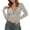 Grey, variant on Bibifish Womens T-Shirts Deep V Neck Half Button Down Casual Slim Fit Knitted Crop Tees Fall Winter Long Sleeve Trendy Ladies Tops