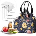 thumbnail image 4 of Pioneer Flower Drawstring Lunch Bag Women - Drawstring Lunch Bag Insulated for Work Office - Stain-Resistant Large Lunchbags for Women with Multi-Pockets, 4 of 6