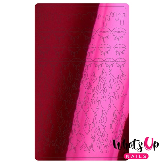 Whats Up Nails Dripping Flames Metallic Stickers (Fuchsia) - Daily Charme Collaboration