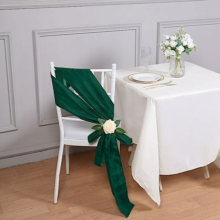 

BalsaCircle 5 Hunter Green Accordion Crinkle Taffeta Chair Sashes Wedding Party