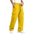 thumbnail image 4 of Dresfit Cargo Sweatpants Mens Baggy Drawstring Sweatpant Fall Winter Loose Fit Travel Big and Tall Carpenter Pants Lightweight Elastic Waist Lounge Trousers M, 4 of 8