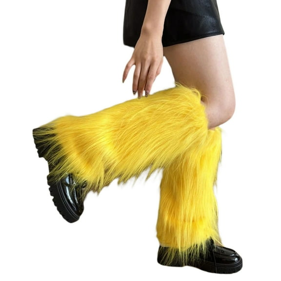 Fashionable Fuzzy Leg Warmers Plush Boot Cuffs Toppers Footless Socks Rainbow Colorful Leg Gaiters for Costume Parties