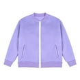 thumbnail image 4 of Spazoro Girls Swearshirts, with Pockets Full Zip Crew Neck Solid Color Casual Cardigan Tops for Girls Purple Size 9 T, 4 of 9