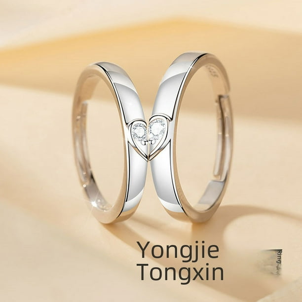 Anillo de pareja de plata de ley s925 con diseño de nicho simple, anillo de amor para enviar a la novia