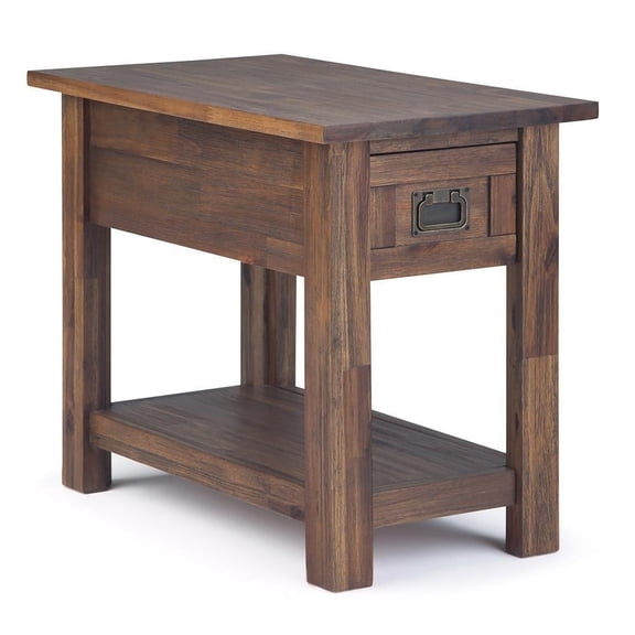 Monroe SOLID ACACIA WOOD 14 inch Wide Rectangle Rustic Narrow Side Table in Rustic Natural Aged Brown