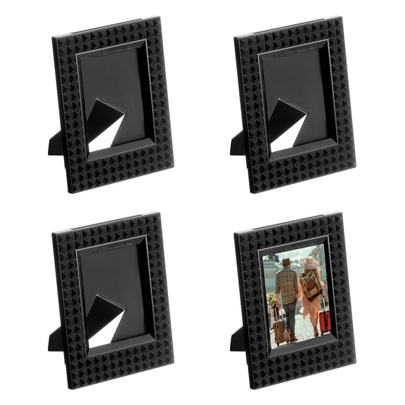 Uxcell 1.8 x 2.4 Picture Frame, 4Pcs Mini Plastic Photo Frame, Black