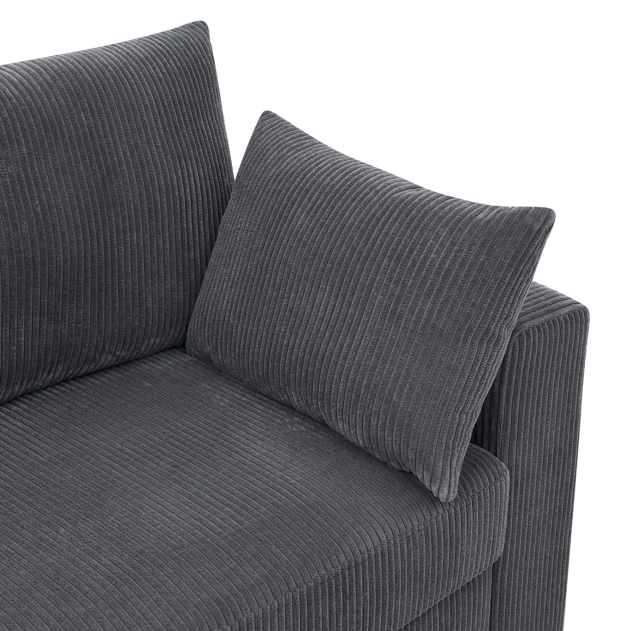 Aukfa 89" Corduroy Sofa, Comfy 3 Seater Couch for Living Room, Small Space, Apartment, Gray