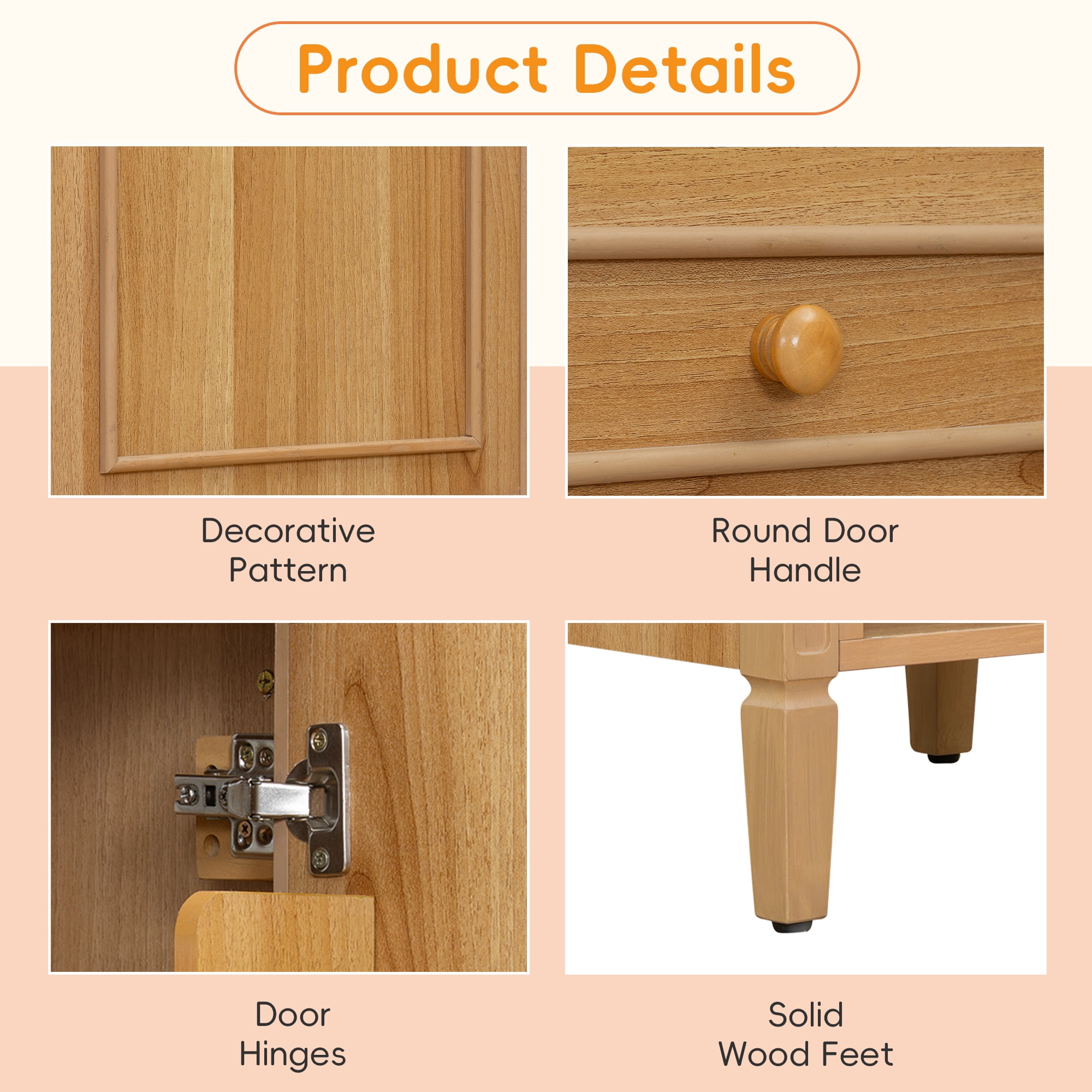 Euroco 20-Inch Wood Bathroom Vanity with Sink, Solid Wood Legs, Adjustable Shelf, Tilt-Out Drawer, Wood Knobs, Modern Freestanding Cabinet for Small Bathroom