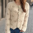 thumbnail image 4 of Ashirexll Womens Cardigan Sweaters, Sweaters for Women Trendy, Womens Soft V-Neck Long Sleeve Pullover Top Winter Warm Flower Button Sweater, 4 of 5