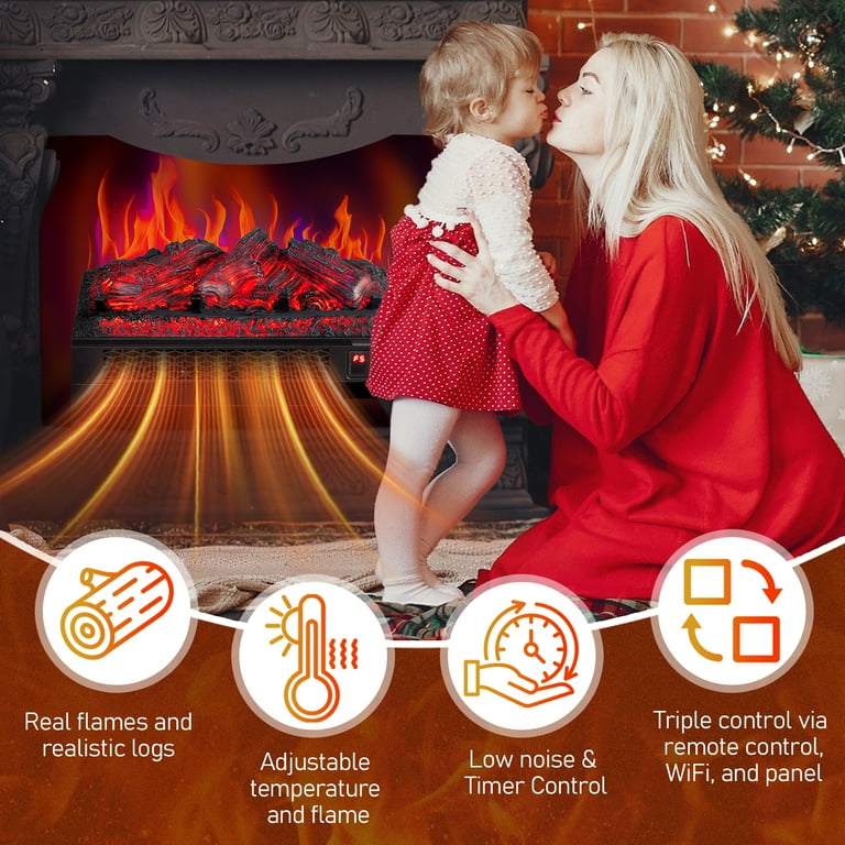 Zimtown 18'' Electric Fireplace Insert, Remote & WiFi Control