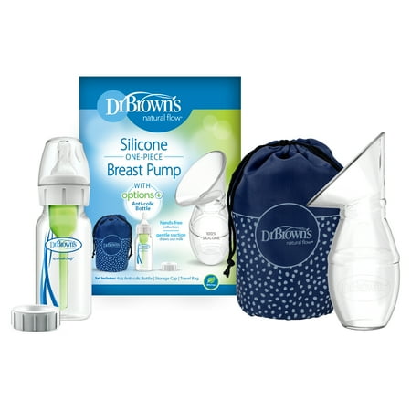 Dr. Brown&#39;s Silicone One-Piece Breast Pump with Anti-Colic Options Bottle and Travel Bag - 4oz