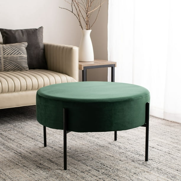 Safavieh Lisbon Modern Glam Round, Large Round Green Ottoman Coffee Table