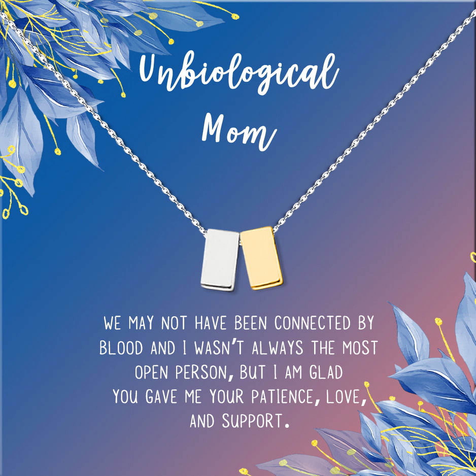 Unbiological Mom Mother's Day Gift for Mom, Mother in Law Gift, Mother's Day Gift Box, Mother's Day Gift Idea, Gift for Mom, Jewelry For Mother[Silver and Gold Cube,Blue-Orange Gradient]