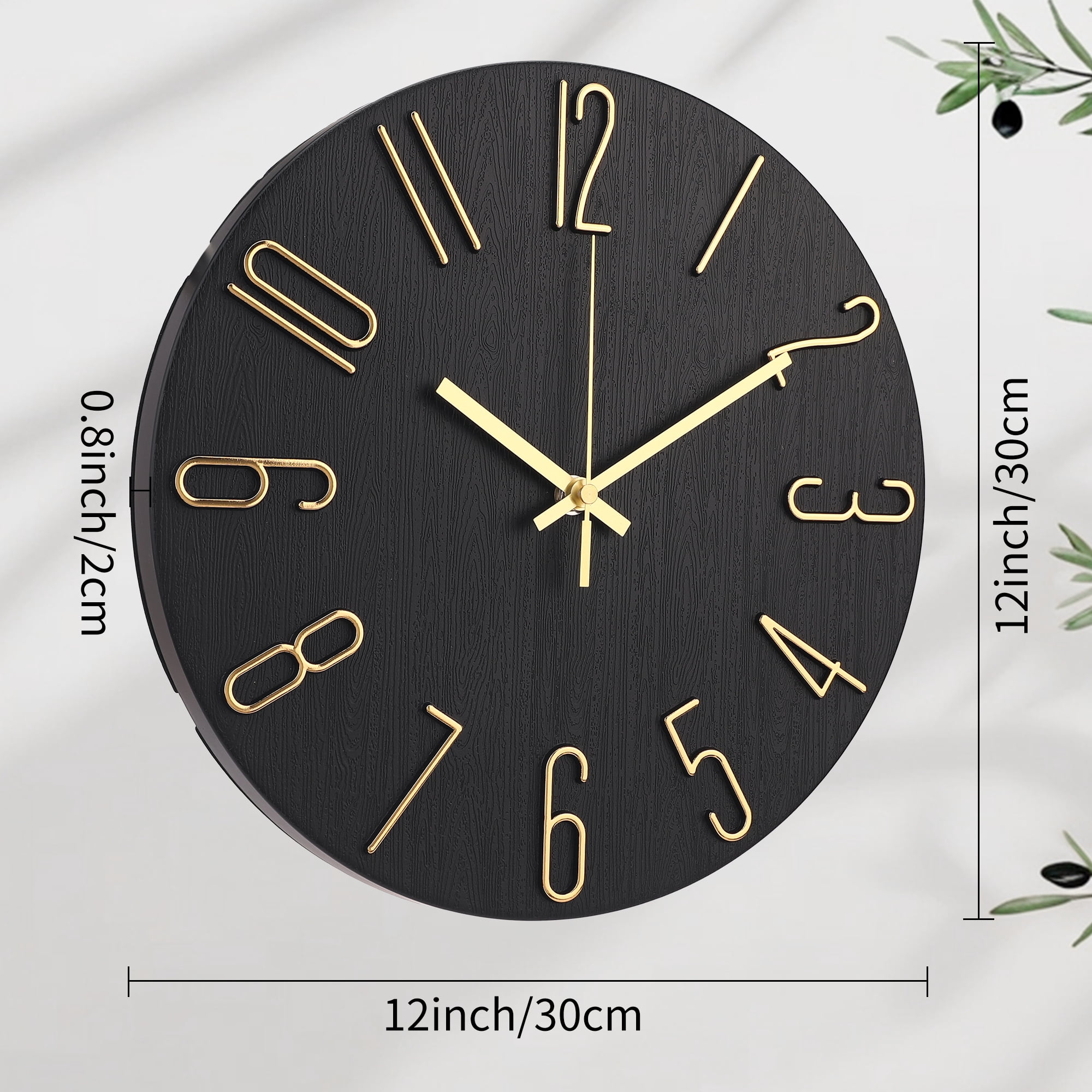 Unique Bargains 2 Pcs Analog Battery Operated Wall Clock 12 Inch Beige/Blue