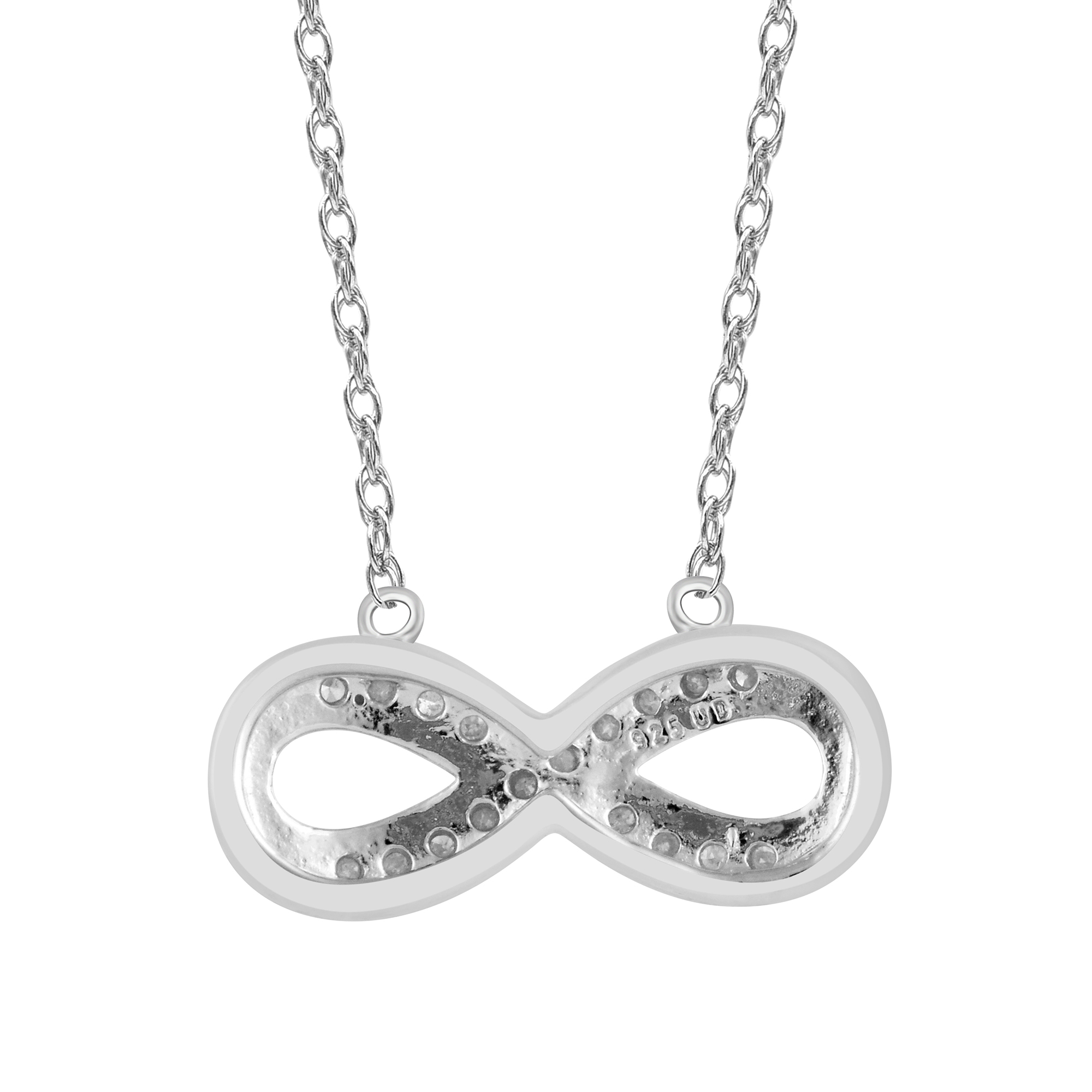 Brilliance Fine Jewelry 0.10 ct Diamond Women's Infinity Pendant Necklace in Sterling Silver, (I-J, I3)