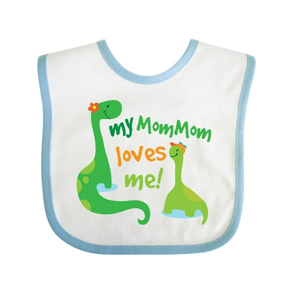 Inktastic Mommom Loves Me Grandchild Dinosaure Boys Baby Bib