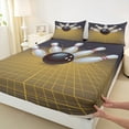 thumbnail image 3 of Castle Fairy Gamer Bowling 4-Piece Queen Sheet Set: Geometric Plaid Sport Theme Breathable Ball Game, 3 of 7