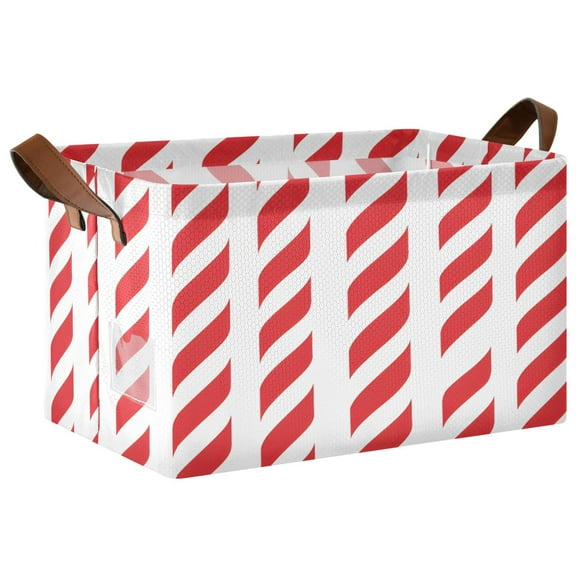 Ryvnso Christmas Red Pattern Storage Bins Large Basket Foldable Cube Toys Organizer with Handles 1 PC