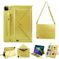 thumbnail image 1 of iPad Pro 4th Generation Case, iPad Pro 12.9 2020 Cover w/ Pen Holder, Dteck Premium PU Leather Folio Stand Handle/Shoulder Strap Handbag Case Protective Cover for iPad A2229/A2069/A2032/A2233, Gold, 1 of 8