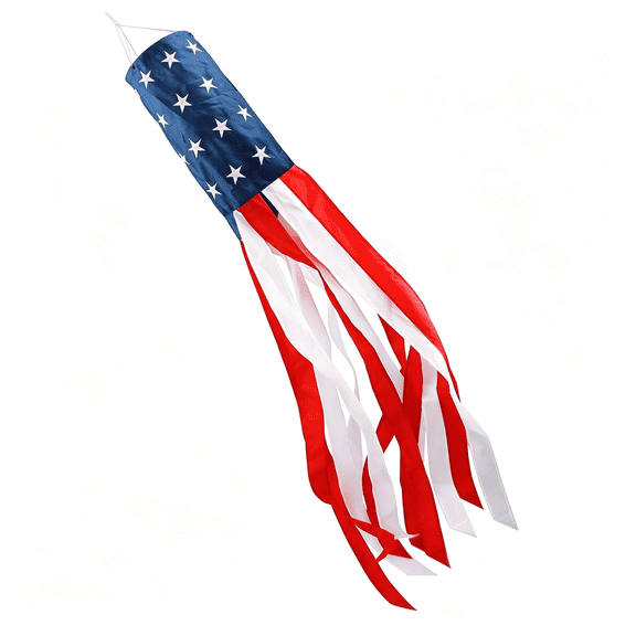 AUQ 4Th of July Decorations,40In American Windsock,American Wind Socks for Outside Heavy Duty,Patriotic Memorial Day Decor Usa Flag Windsocks with Embroidered Stars,Red White and Blue Windsock