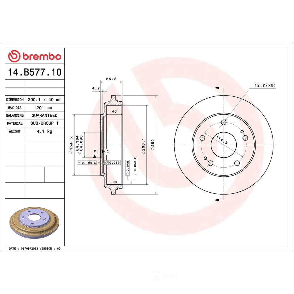 Brembo 14.B577.10 ESSENTIAL Brake Drum