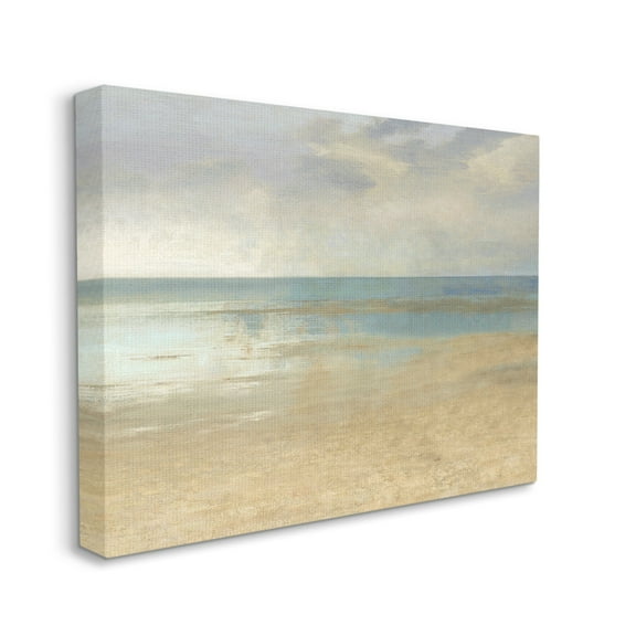 Stupell Coastal Sandy Sunlit Beach Landscape Painting Gallery Wrapped Canvas Print Wall Art