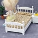 thumbnail image 3 of Mueble de casa de muñecas en miniatura, cama individual blanca de madera, 3 of 3
