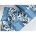 thumbnail image 2 of Leafy Design Bed Runner Set, Vertical Pattern of Winter Colors Leaves on Striped Background, Decorative Bedding Scarf & 2 Pillow Shams for Hotels Homes, Queen, Sea Blue Pale Azure Blue, by Ambesonne, 2 of 3