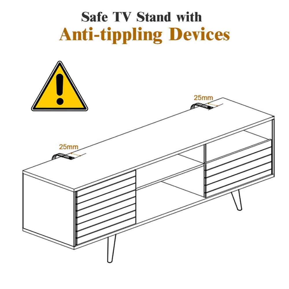 Finihen TV Stand, TV Cabinet, Mid-Century Modern TV Stand for TVs up to 65 Inch with Storage Shelves, Media Entertainment Center with Storage, for Living Room, Bedroom, Black & White