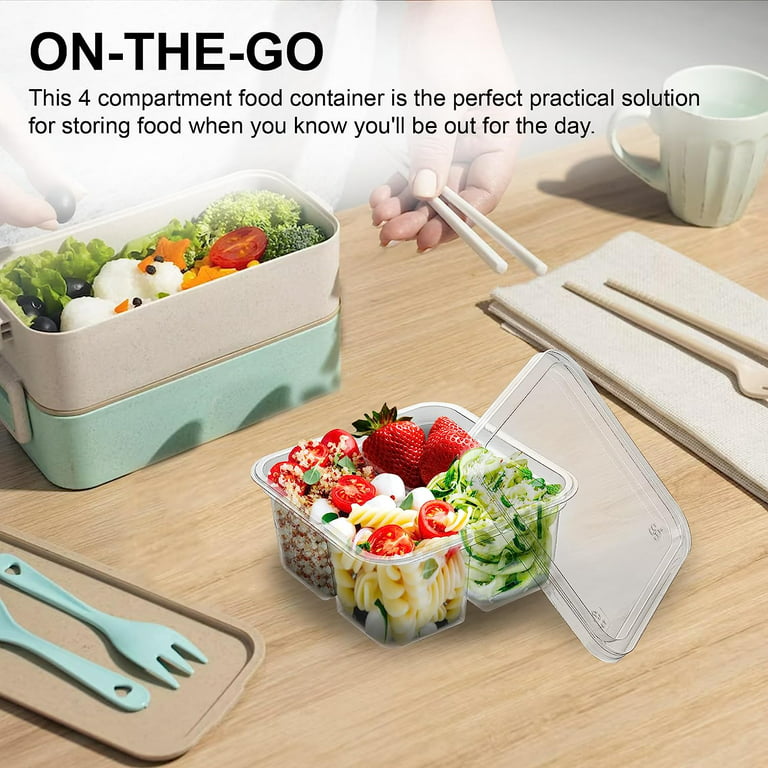 4-Compartment Lunch Containers Bento Snack Box Container With Lid