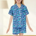 thumbnail image 2 of LUOGENLI Girls Pajamas Size 6-27 Toddler Girls' Gradient Fish Scale Print Pajama Set 2 Piece Summer Short Sleeve Ps Girls Pajamas Size 10-32 Dark Blue Size 4-5 Years, 2 of 4