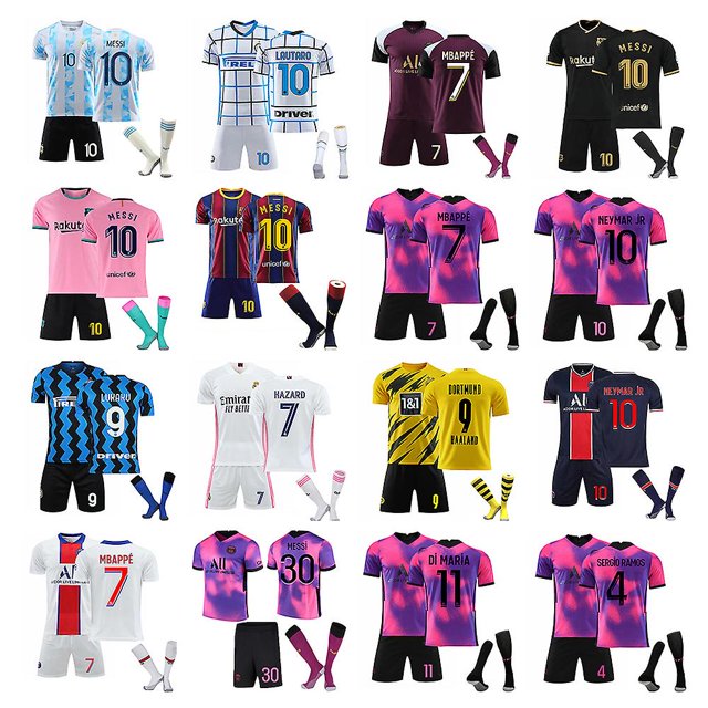 Kits de fútbol Camiseta de fútbol Camiseta de entrenamiento Traje 21/22 Niños-20 21 Barcelona Visitante Messi 10-18 BmatwkZeng Bmatwk Jersey