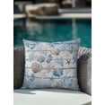 thumbnail image 3 of Outdoor Pillows Waterproof, Blue Coastal Throw Pillows with Inserts Included, Nautical Beach Coral Starfish Shell Vintage Indoor Outdoor Decorative Lumbar Pillow for Bed/Couch/Patio 18"x18", 1Pcs, 3 of 8