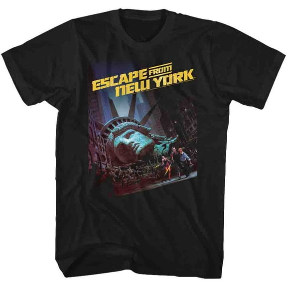 Escape From New York Run Poster Black Adult T-Shirt