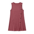 thumbnail image 5 of Uscallm Women's Casual Mini Knit Dress Solid Round Neck Sleeveless Button Down Lightweight Summer Holiday Party Beach Dresses, Wine S, 5 of 5