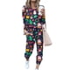 thumbnail image 1 of Conjuntos de pijamas navideños para mujer, Tops de manga larga con estampado navideño, pantalones largos con cordón, chándal de 2 piezas, 1 of 4
