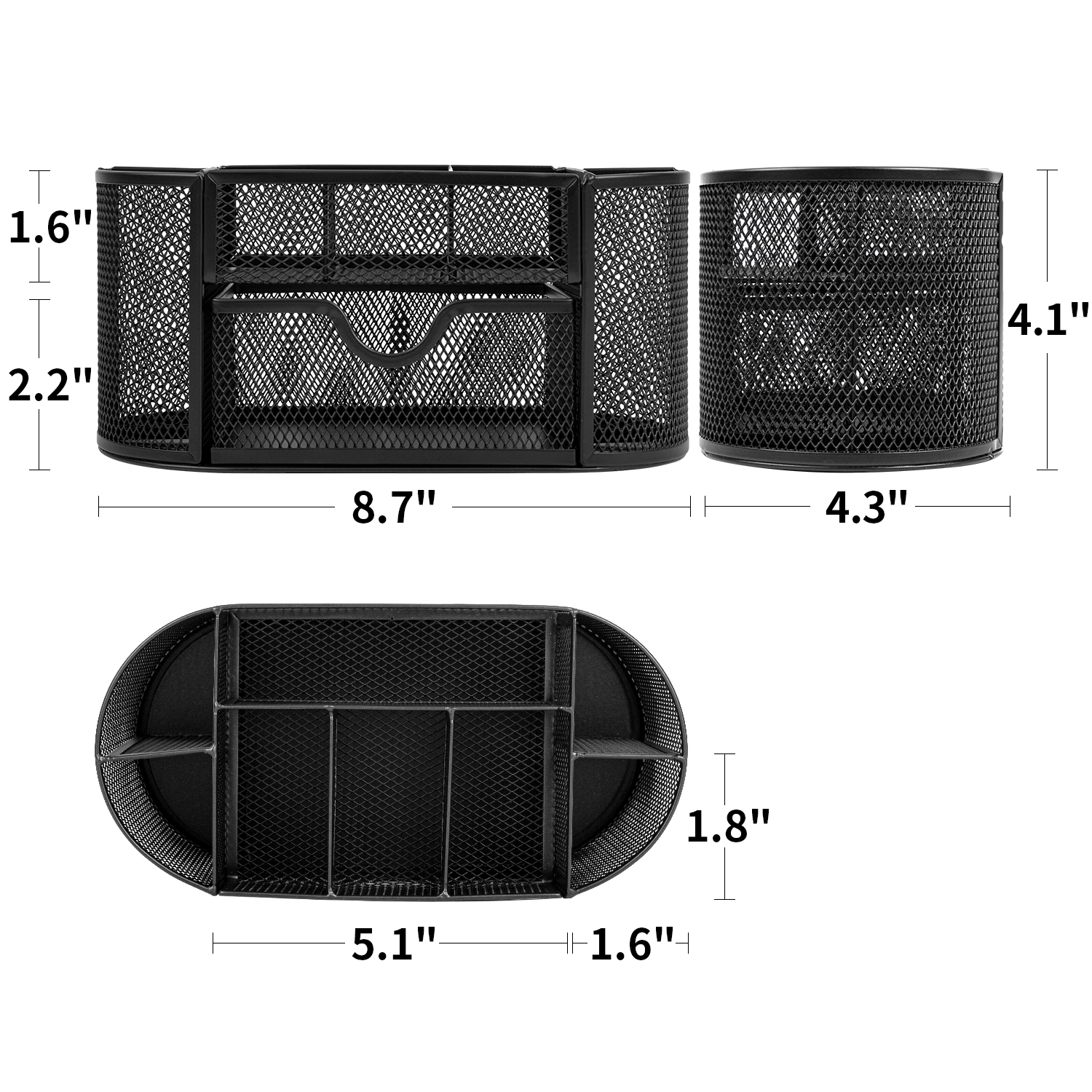 Deli Mesh Desk Organizer with Drawer, 8 Compartments, Black photo 4