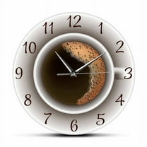 Cup of Coffee with Foam Decorative Silent Wall Clock Kitchen Decor Shop Sign Timepiece Cafe Style Watch