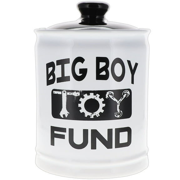 Cottage Creek Men's White Big Boy Toy Fund Ceramic Piggy Bank