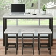 thumbnail image 3 of Clearance! Dining Table Set for 3 People, 4 Piece Bar Table Set, Vintage Rectangular Counter Height Bar Table with 3 Stools, Breakfast Bistro Set, Dining Stool Bar Chairs with Black Metal Legs, B950, 3 of 8