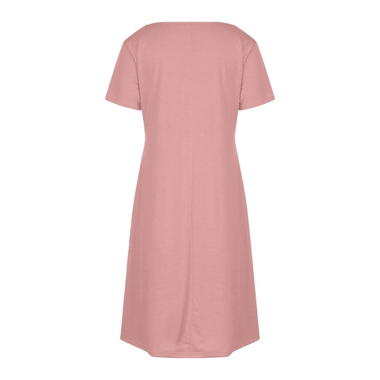 Bmawag Summer Dresses for Women 2025 with Pockets Plus Size Short Sleeve V-Neck Casual Midi Shift Dresses Beach Sundresses Light Pink M, Women's, Size Bmawag Summer Dresses for Women 2025 with Pockets Plus Size Short Sleeve V-Neck Casual Midi Shift Dresses Beach Sundresses Light Pink M, Women's, Size