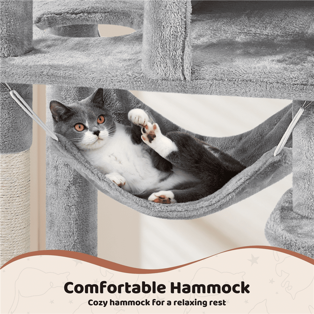 Yaheetech 71''H Multi-Level Cat Tree Tower with Condos, Light Gray