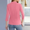 thumbnail image 4 of 3/4 Length Sleeve Polo Shirts for Women Golf Tees 5-Button Cotton Collared Shirt Business Casual Work Tops,Watermelon Red XL, 4 of 5