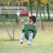 JBeeCtrl Toddler Swing Seat High Back Bucket Swing Seat with Coated Chain and Carabiners, Green