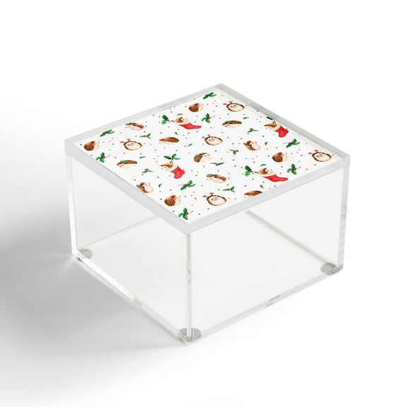 Society6 Ninola Design Hedgehog Yuletide 4" x 4" Acrylic Box