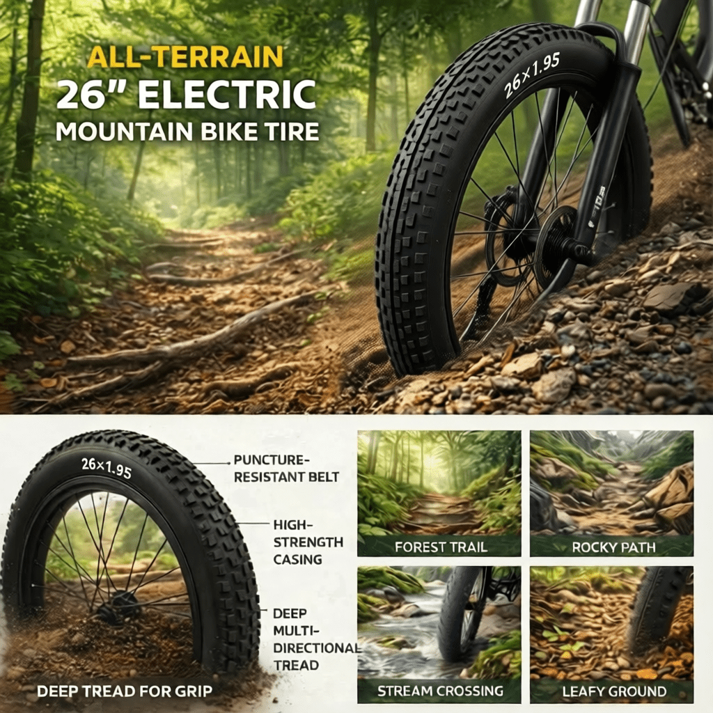 26" Electric Bike for Adults,750W Motor,20MPH,15-28 Mile Range,Removable 36V12Ah Battery,E-Mountain Bike,Front Suspension,7-Speed,UL 2849