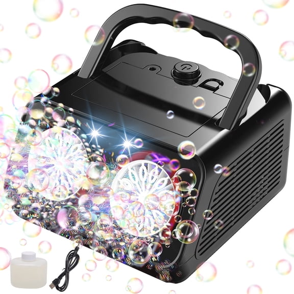 JoyStone Upgraded Bubble Machine, Automatic Bubble Machine for Kids 20000 Bubbles Per Minute with 2 Fans, Bubble Maker for Outdoor Indoor Birthday Wedding Party, Black