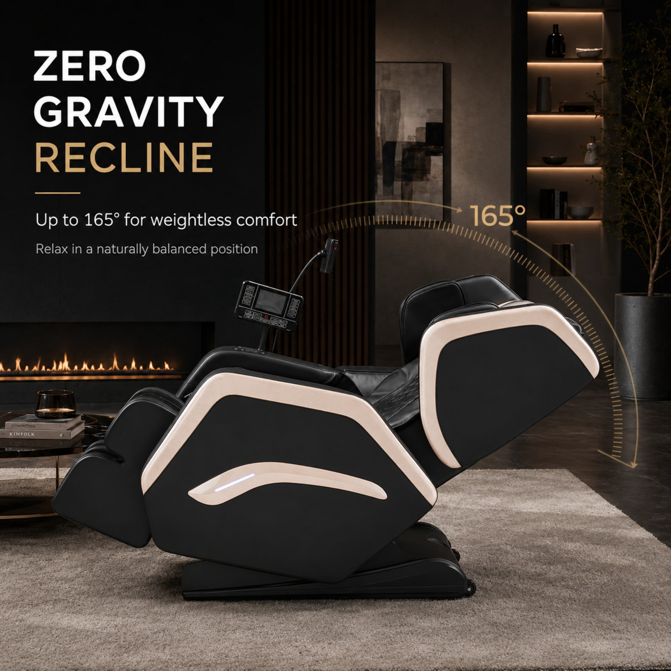Aenkyo Full Body Zero Gravity Massage Chair Recliner with 8 Fixed Rollers, Foot Massage and Heating, Black