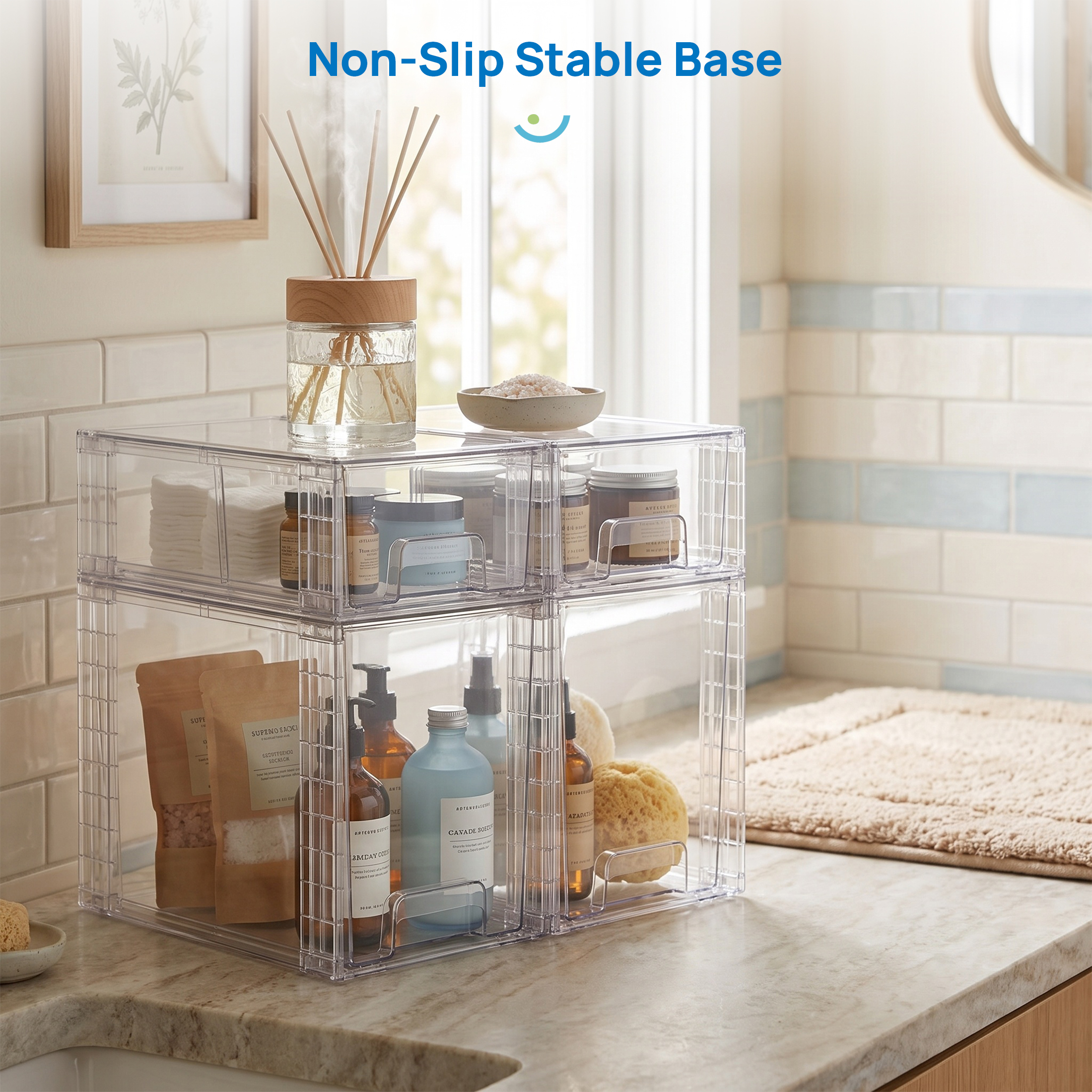 Sindcom 4-Pack Clear Stackable Storage Drawers photo 8